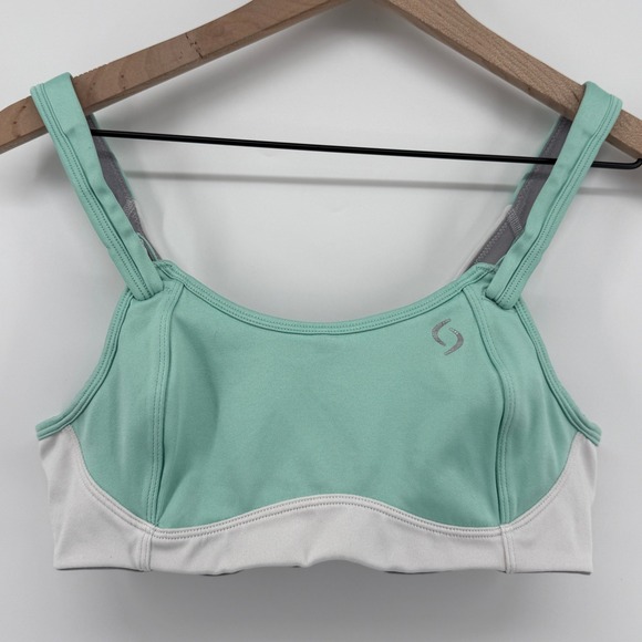 Moving Comfort Other - Brooks Moving Comfort Fiona Wireless Sports Bra Green White 34B Hook Loop 350064